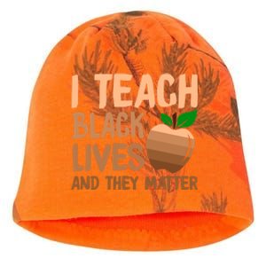 I Teach Black Lives And They Matter Teacher Melanin Juneteenth Cute Gift Kati - Camo Knit Beanie