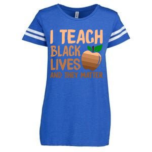 I Teach Black Lives And They Matter Teacher Melanin Juneteenth Cute Gift Enza Ladies Jersey Football T-Shirt