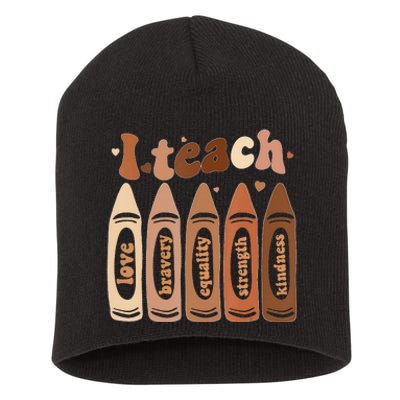 I Teach Black History Month Melanin Afro African Teacher Short Acrylic Beanie