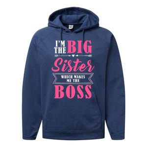 I'm The Big Sister Which Makes Me The Boss Girl Performance Fleece Hoodie