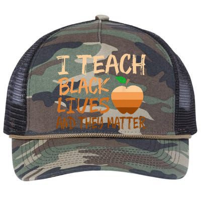 I Teach Black Lives Matter Juneteenth Black History Teacher Retro Rope Trucker Hat Cap