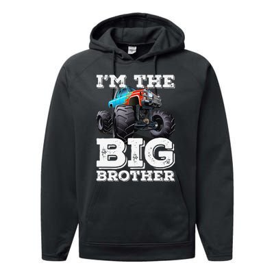 I'm The Big Brother Funny Monster Truck Performance Fleece Hoodie