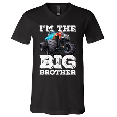 I'm The Big Brother Funny Monster Truck V-Neck T-Shirt