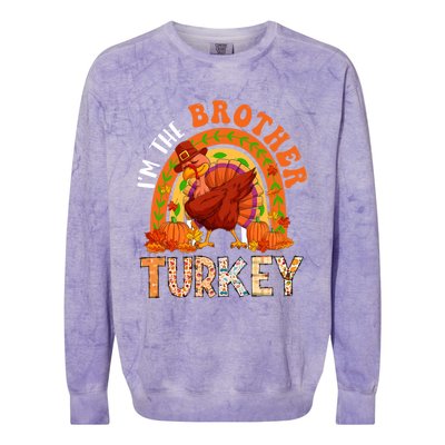 Im The Brother Turkey Thanksgiving Family Dabbing Turkey Great Gift Colorblast Crewneck Sweatshirt