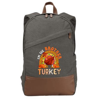 Im The Brother Turkey Thanksgiving Family Dabbing Turkey Great Gift Cotton Canvas Backpack