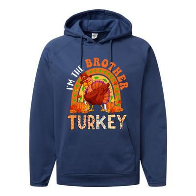 Im The Brother Turkey Thanksgiving Family Dabbing Turkey Great Gift Performance Fleece Hoodie