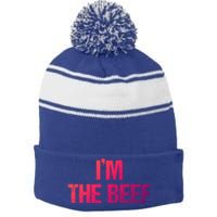 IM The Beef Gift Stripe Pom Pom Beanie