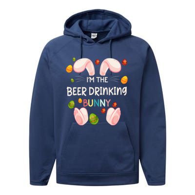 I'm The Beer Ing Bunny Funny Matching Family Easter Day Gift Performance Fleece Hoodie