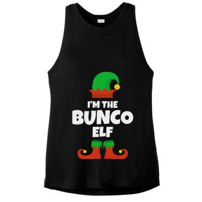 IM The Bunco Elf Family Pajama Christmas Funny Bunko Player Ladies PosiCharge Tri-Blend Wicking Tank