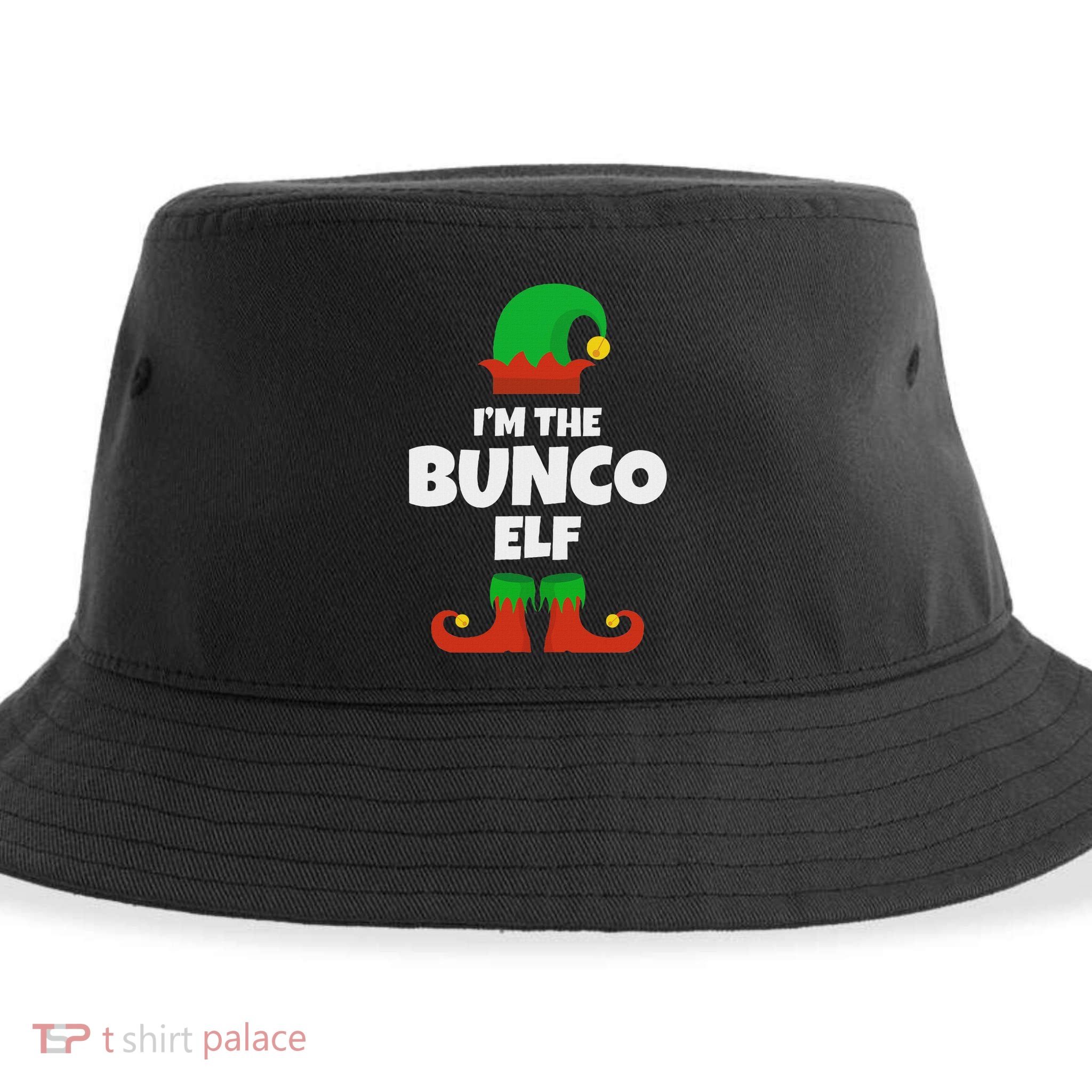 IM The Bunco Elf Family Pajama Christmas Funny Bunko Player Sustainable Bucket Hat