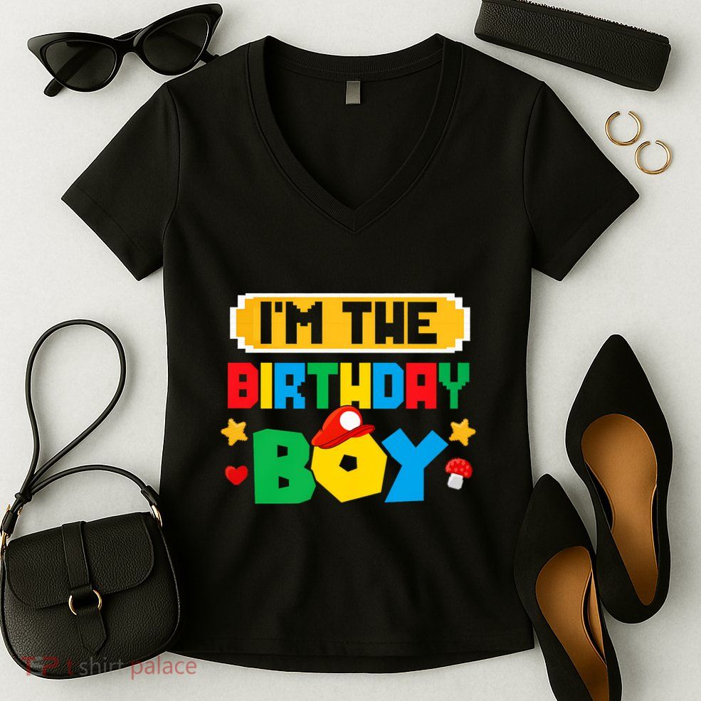 Im The Birthday Boy Game Gaming Family Matching Women's V-Neck T-Shirt