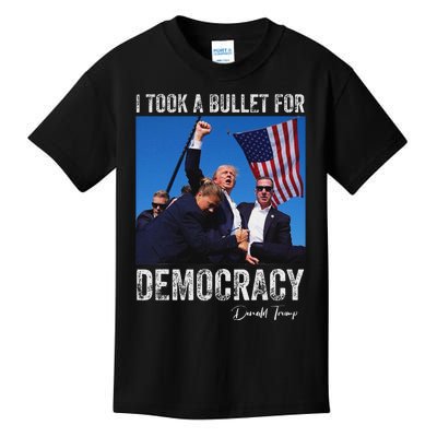 I Took Bullet For Democracy Trump Shooting Rally Trump 2024 Kids T-Shirt