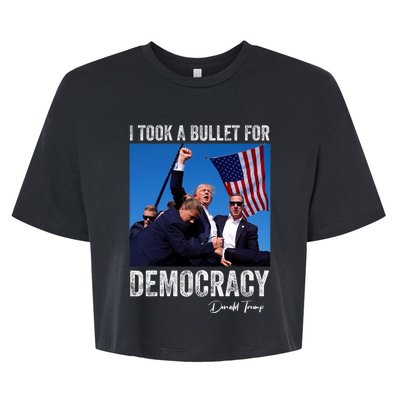 I Took Bullet For Democracy Trump Shooting Rally Trump 2024 Bella+Canvas Jersey Crop Tee