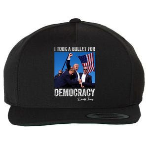 I Took Bullet For Democracy Trump Shooting Rally Trump 2024 Wool Snapback Cap