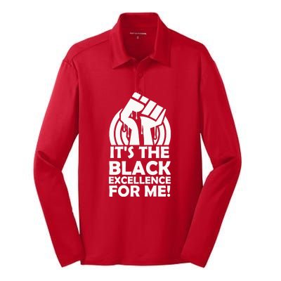 It's The Black Excellence For Me Black History Month Girl Women Silk Touch Performance Long Sleeve Polo