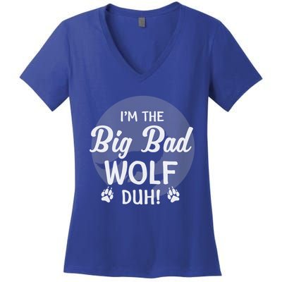 I'm The Bad Wolf Duh! Funny Halloween Costume Gift Women's V-Neck T-Shirt