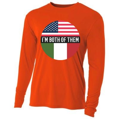 In The Both Of Them Proud To Be American Italian Flag Gift Cooling Performance Long Sleeve Crew