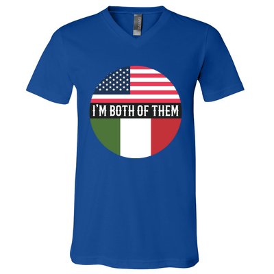 In The Both Of Them Proud To Be American Italian Flag Gift V-Neck T-Shirt