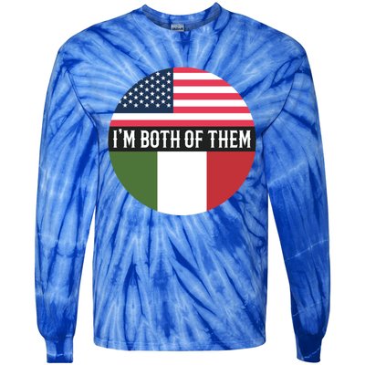 In The Both Of Them Proud To Be American Italian Flag Gift Tie-Dye Long Sleeve Shirt