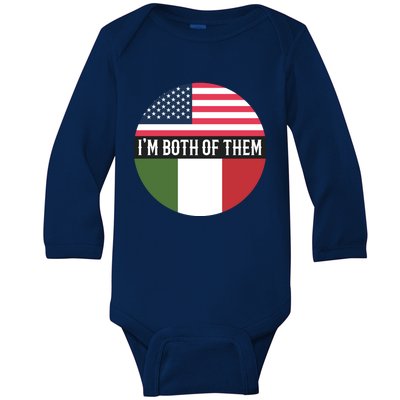 In The Both Of Them Proud To Be American Italian Flag Gift Baby Long Sleeve Bodysuit