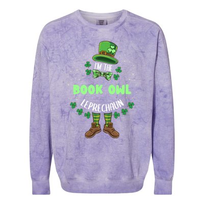 Im The Book Owl Leprechaun St Patricks Day Great Gift Colorblast Crewneck Sweatshirt