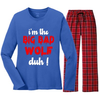 IM The Bad Wolf Duh Costume For Diy Halloween Party Women's Long Sleeve Flannel Pajama Set 