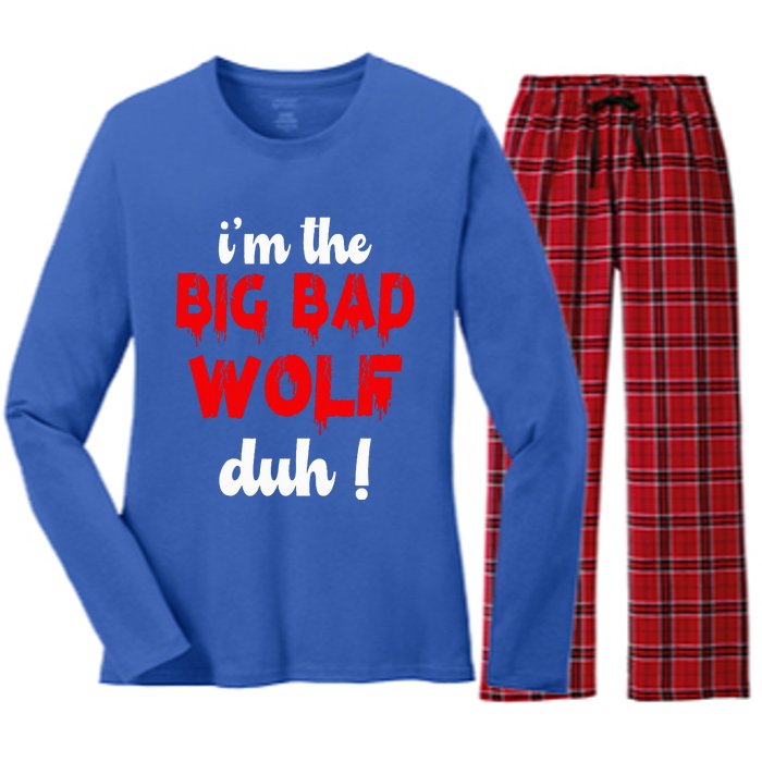 IM The Bad Wolf Duh Costume For Diy Halloween Party Women's Long Sleeve Flannel Pajama Set 