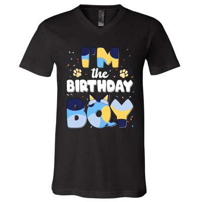 Im The Birthday Boy Dog Family Matching V-Neck T-Shirt