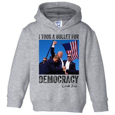 I Took Bullet For Democracy Trump Shooting Rally Trump 2024 Toddler Hoodie