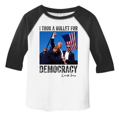 I Took Bullet For Democracy Trump Shooting Rally Trump 2024 Toddler Fine Jersey T-Shirt