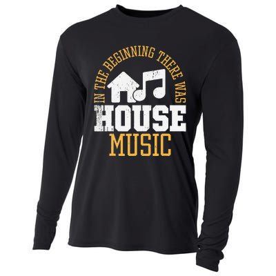 In The Beginning There Was House House Music EDM DJ Cooling Performance Long Sleeve Crew