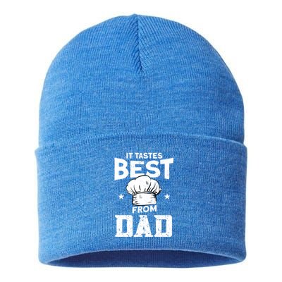 It Tastes Best From Dad Cook Cooking Funny Chef Gift Sustainable Knit Beanie