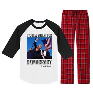 I Took Bullet For Democracy Trump Shooting Rally Trump 2024 Raglan Sleeve Pajama Set