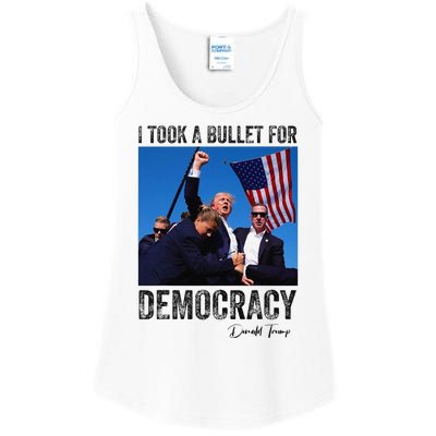 I Took Bullet For Democracy Trump Shooting Rally Trump 2024 Ladies Essential Tank