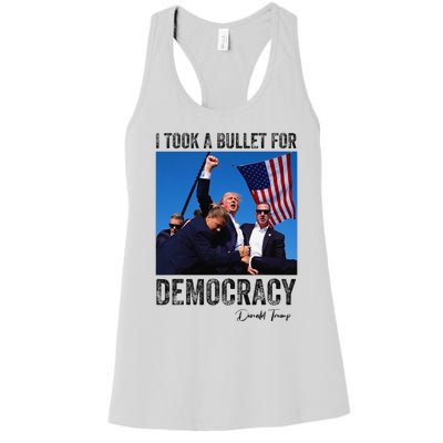 I Took Bullet For Democracy Trump Shooting Rally Trump 2024 Women's Racerback Tank