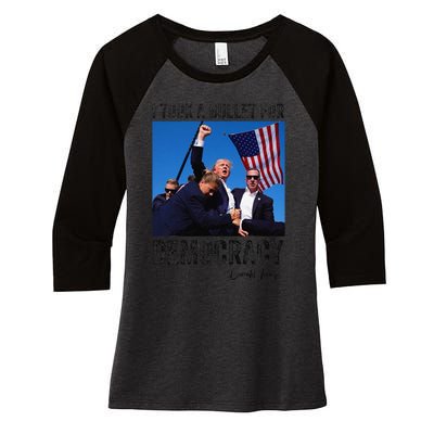 I Took Bullet For Democracy Trump Shooting Rally Trump 2024 Women's Tri-Blend 3/4-Sleeve Raglan Shirt