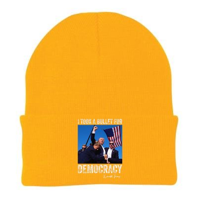 I Took Bullet For Democracy Trump Shooting Rally Trump 2024 Knit Cap Winter Beanie