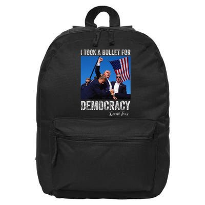 I Took Bullet For Democracy Trump Shooting Rally Trump 2024 16 in Basic Backpack