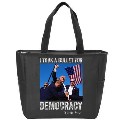 I Took Bullet For Democracy Trump Shooting Rally Trump 2024 Zip Tote Bag