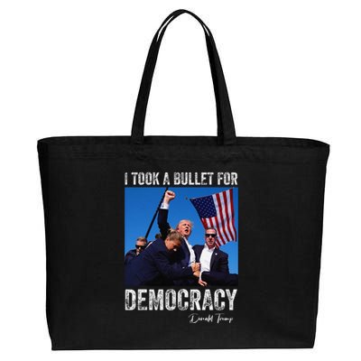 I Took Bullet For Democracy Trump Shooting Rally Trump 2024 Cotton Canvas Jumbo Tote