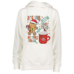 Its The Best Time Of The Year Xmas Gingerbread hot cocoa  Womens Funnel Neck Pullover Hood