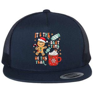 Its The Best Time Of The Year Xmas Gingerbread hot cocoa  Flat Bill Trucker Hat