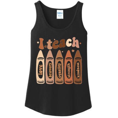 I Teach Black History Month Melanin Afro African Teacher Ladies Essential Tank