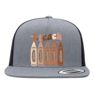 I Teach Black History Month Melanin Afro African Teacher Flat Bill Trucker Hat