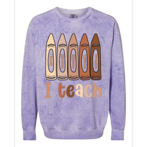 I Teach Black History Month Melanin Afro African Teacher Colorblast Crewneck Sweatshirt