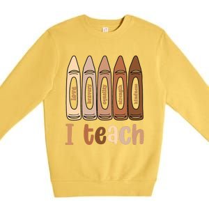 I Teach Black History Month Melanin Afro African Teacher Premium Crewneck Sweatshirt