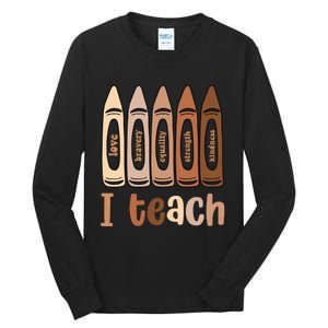 I Teach Black History Month Melanin Afro African Teacher Tall Long Sleeve T-Shirt