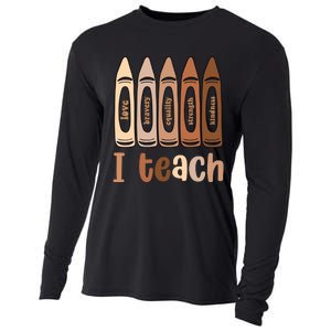 I Teach Black History Month Melanin Afro African Teacher Cooling Performance Long Sleeve Crew