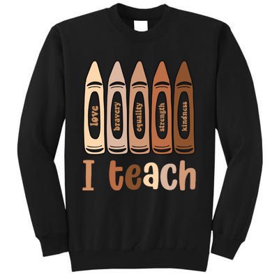 I Teach Black History Month Melanin Afro African Teacher Tall Sweatshirt