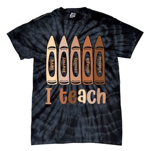 I Teach Black History Month Melanin Afro African Teacher Tie-Dye T-Shirt